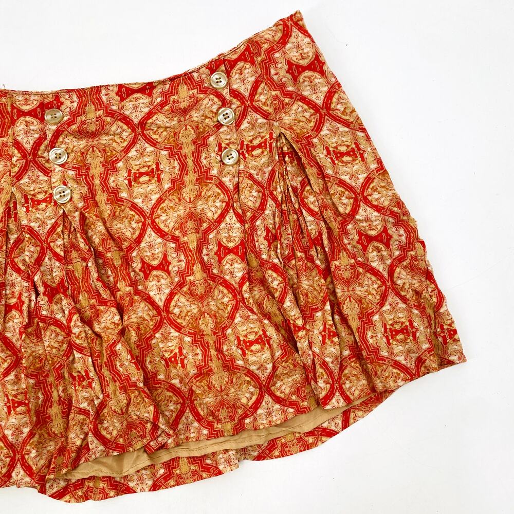 Free People orange pleated mini skirt